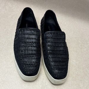 Vince Black Woven Slip-On Loafers
